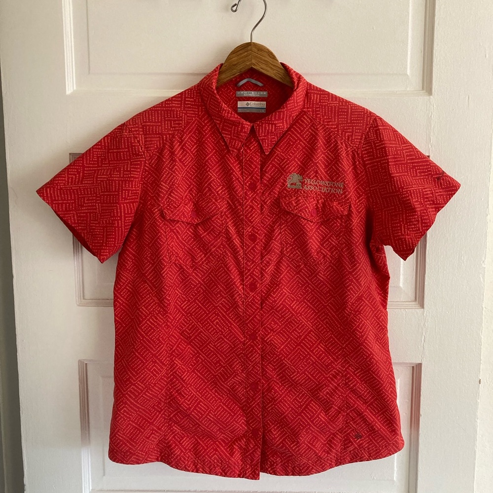 👚[Columbia] Omni-Shade Short Sleeved Blouse Yellowstone Association Size L, EUC